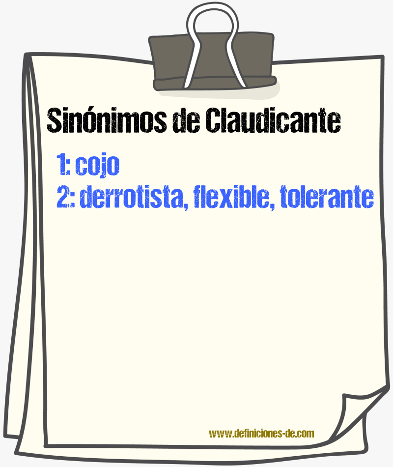 Sinnimos de claudicante