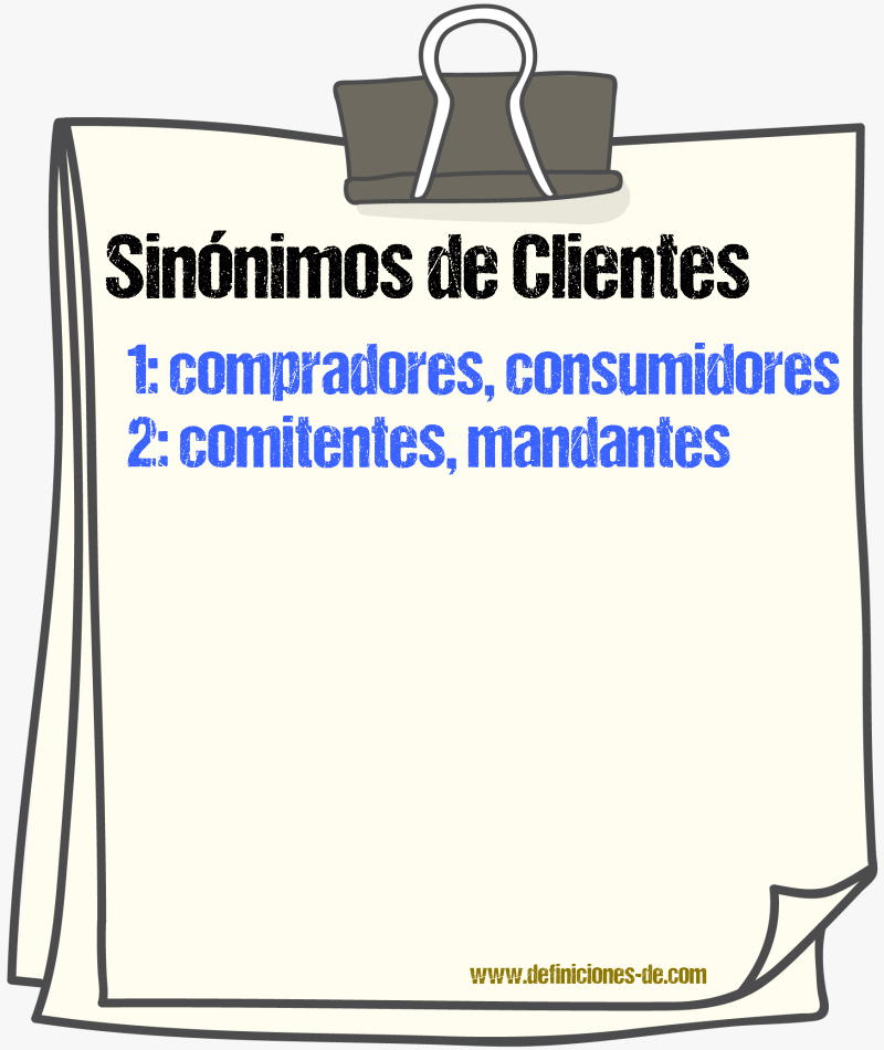 Sinónimos de clientes