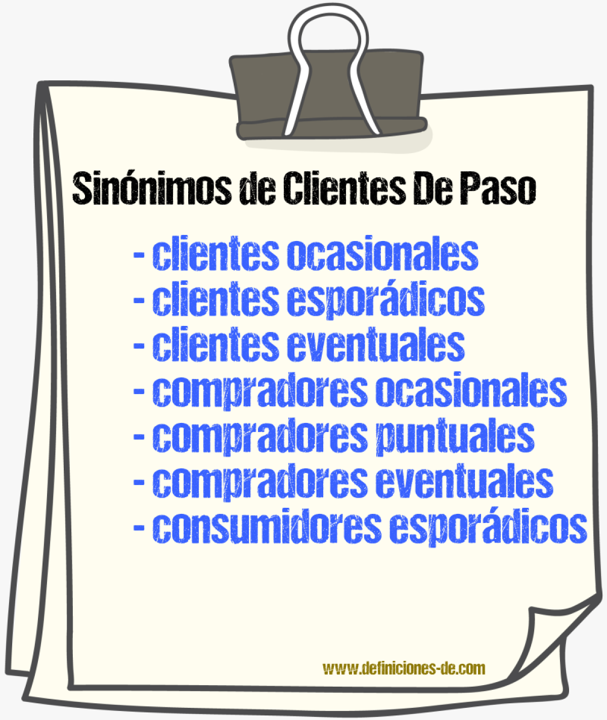 Sinónimos de clientes de paso