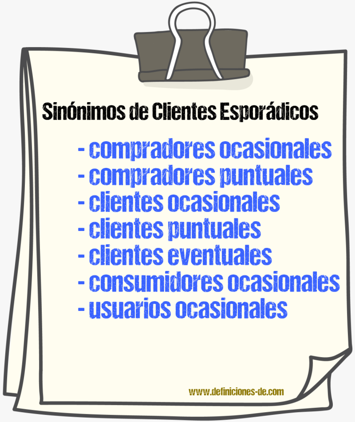 Sinónimos de clientes esporádicos