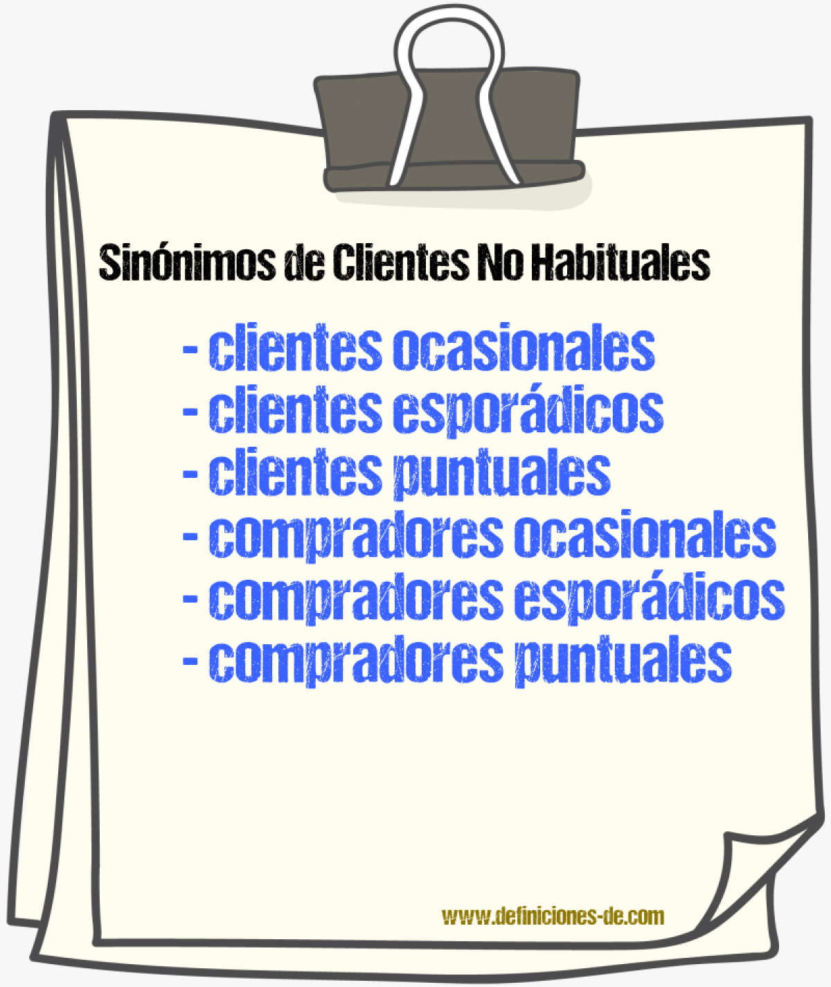 Sinónimos de clientes no habituales