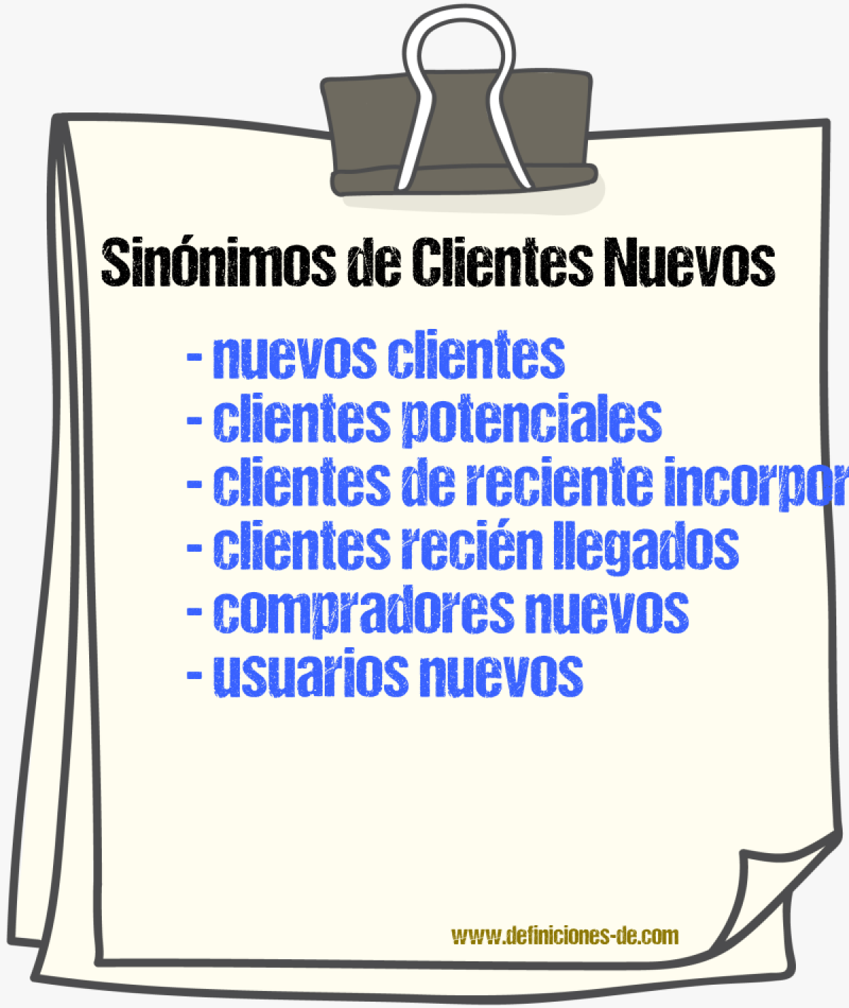 Sinónimos de clientes nuevos