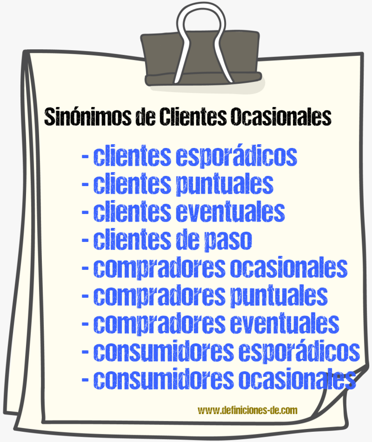 Sinónimos de clientes ocasionales