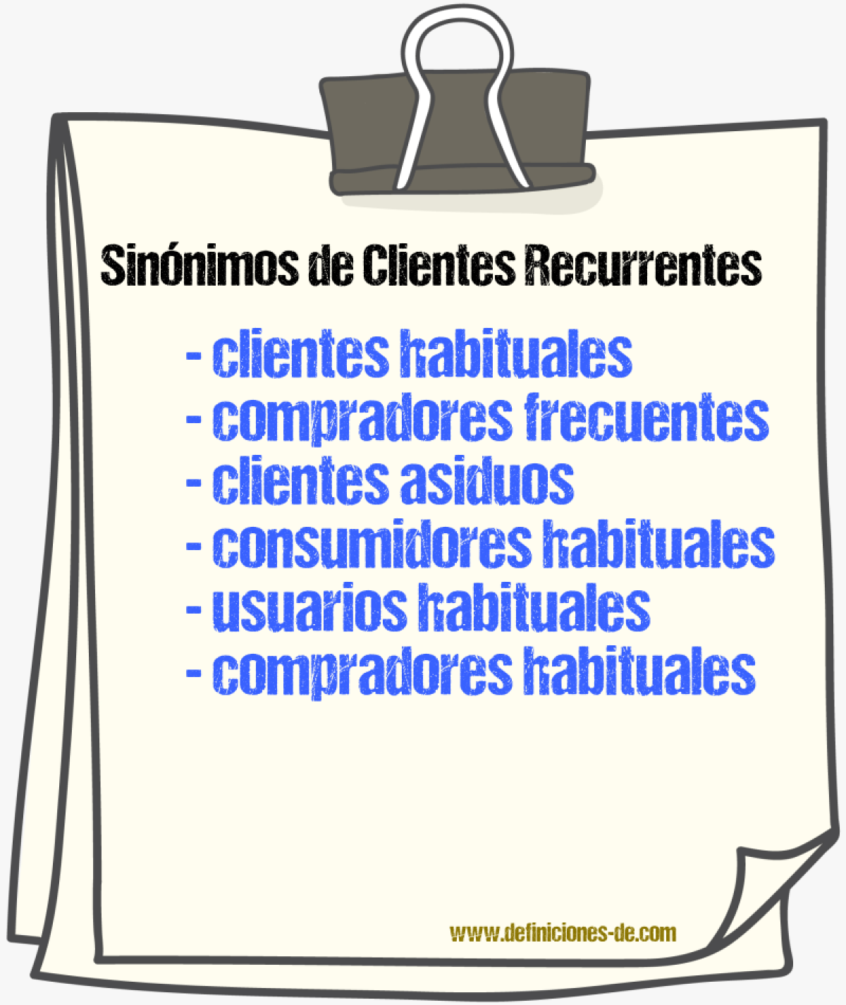 Sinónimos de clientes recurrentes
