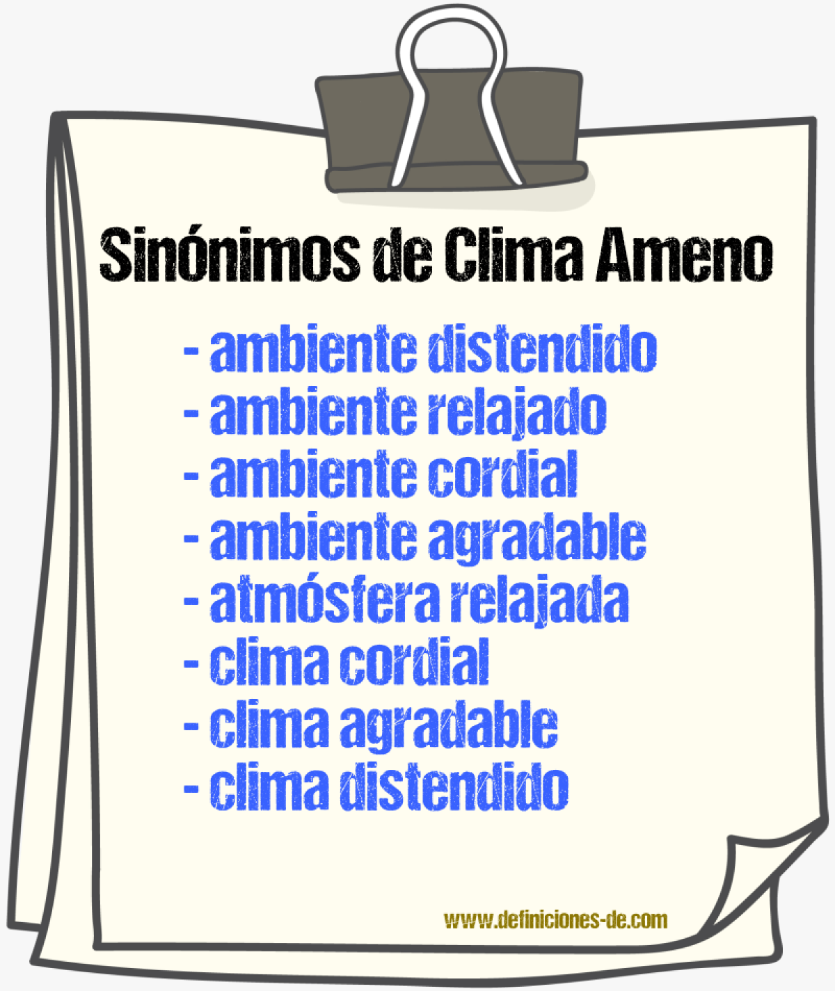 Sinónimos de clima ameno