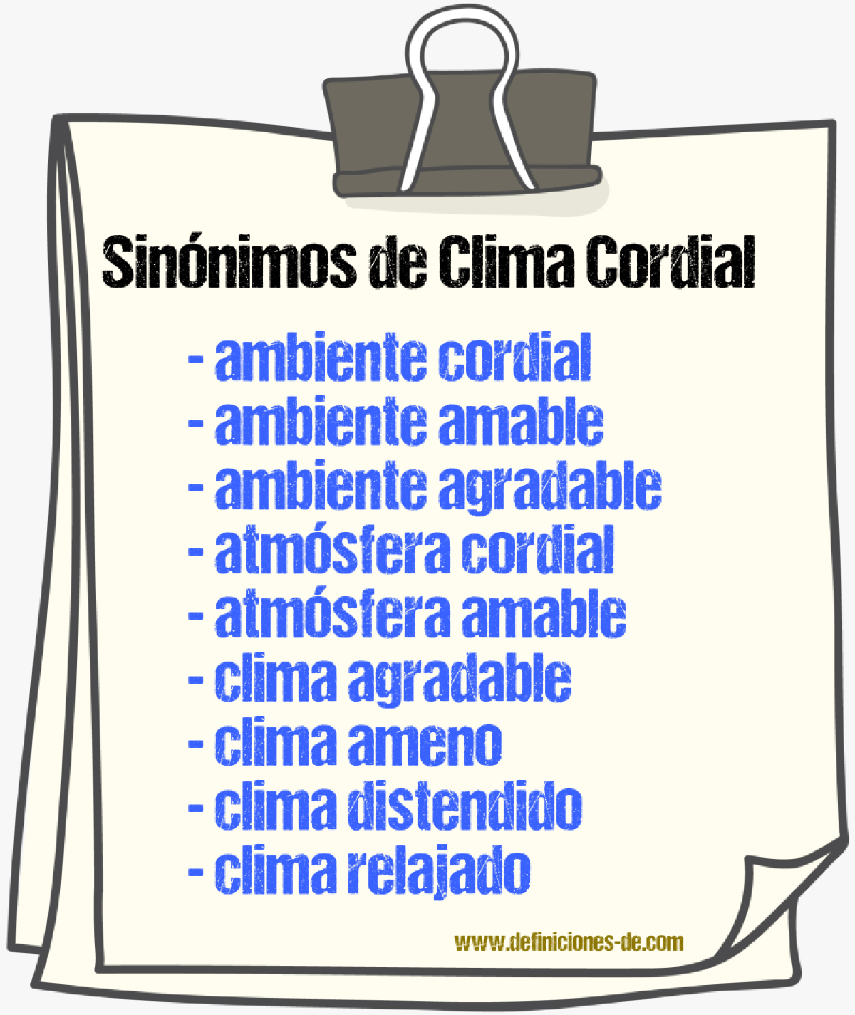 Sinónimos de clima cordial