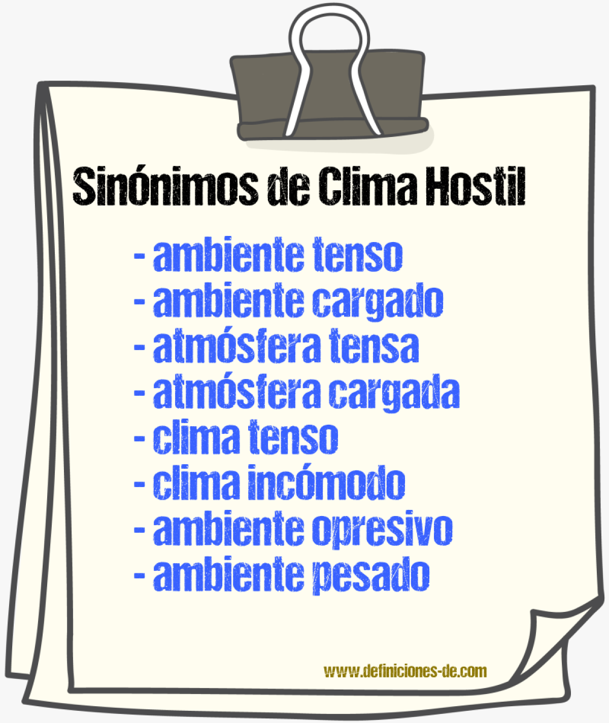 Sinónimos de clima hostil