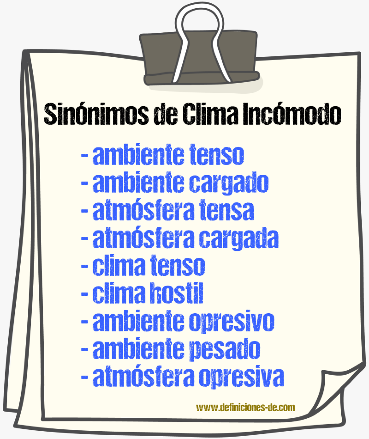 Sinónimos de clima incómodo
