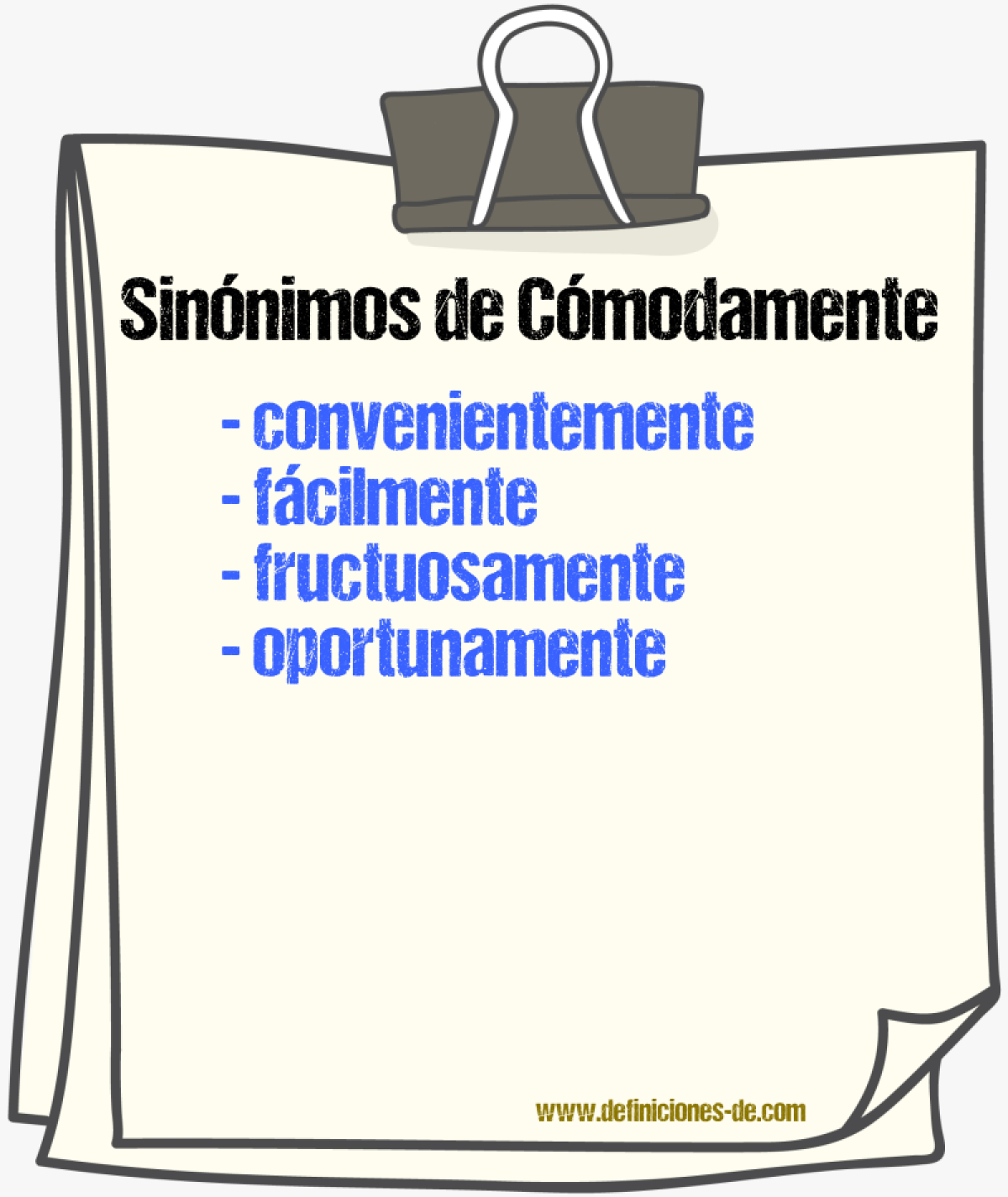 Sinnimos de cmodamente