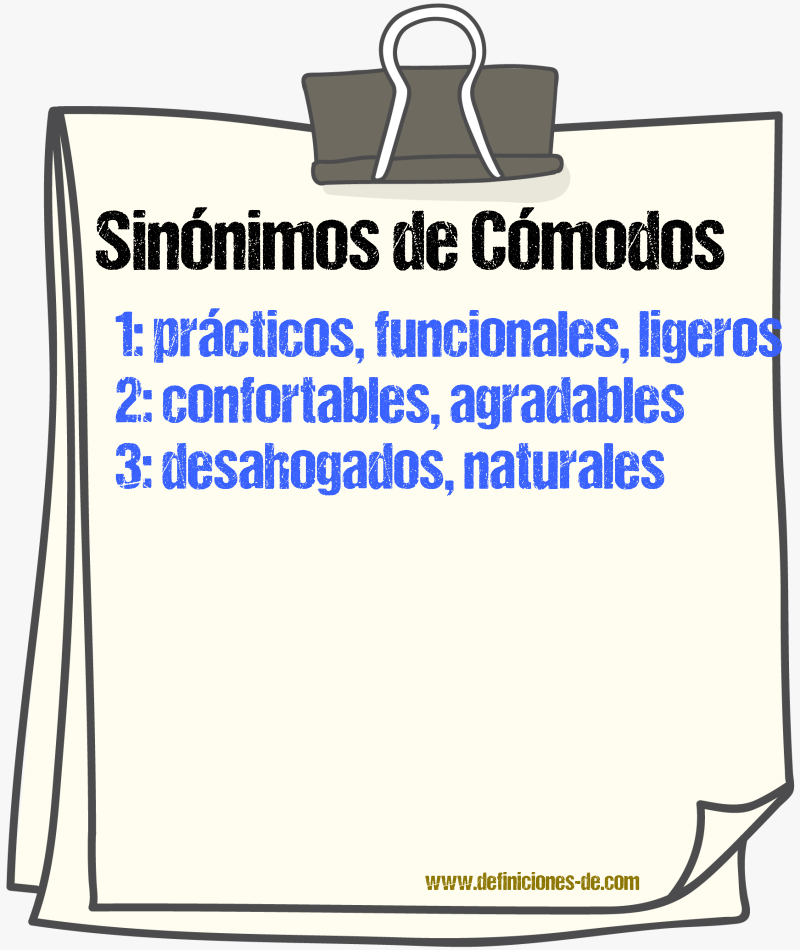 Sinónimos de cómodos
