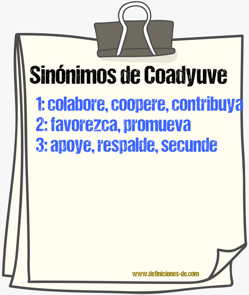 Sinónimos de coadyuve