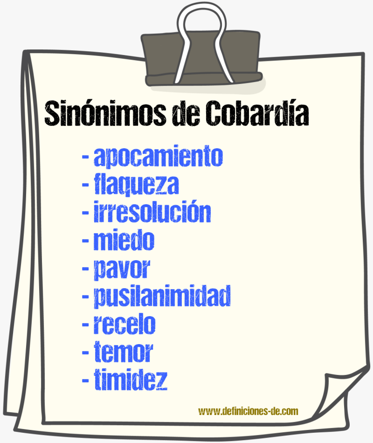 Sinnimos de cobarda