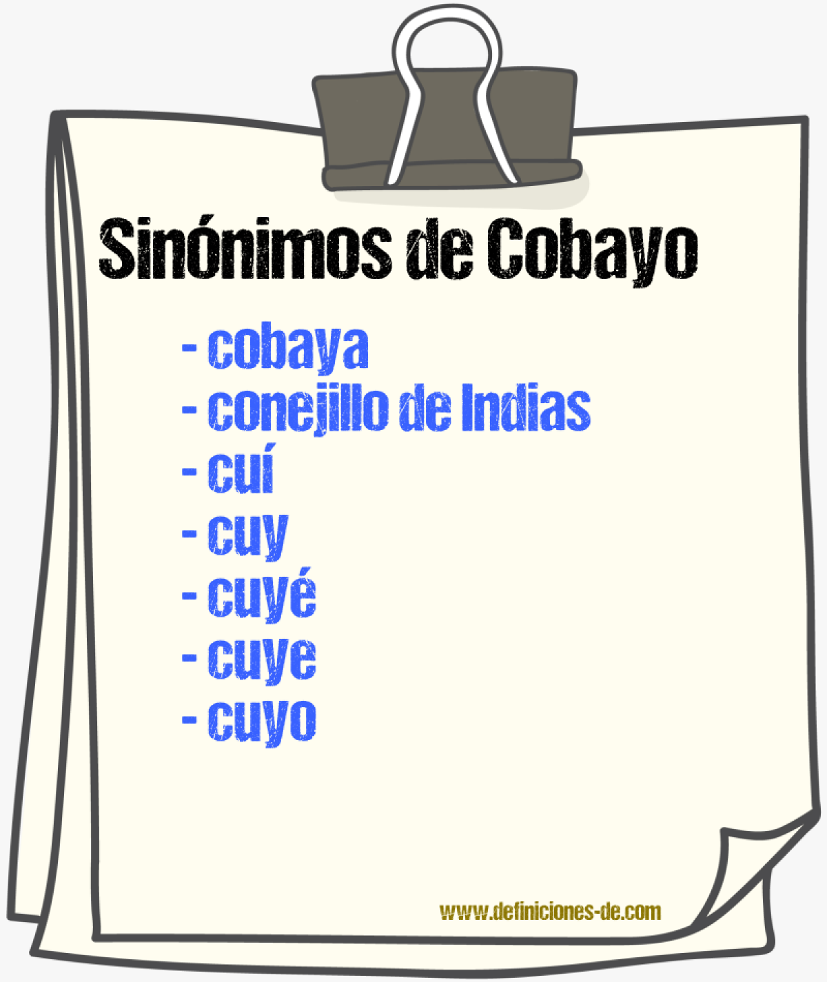 Sinnimos de cobayo