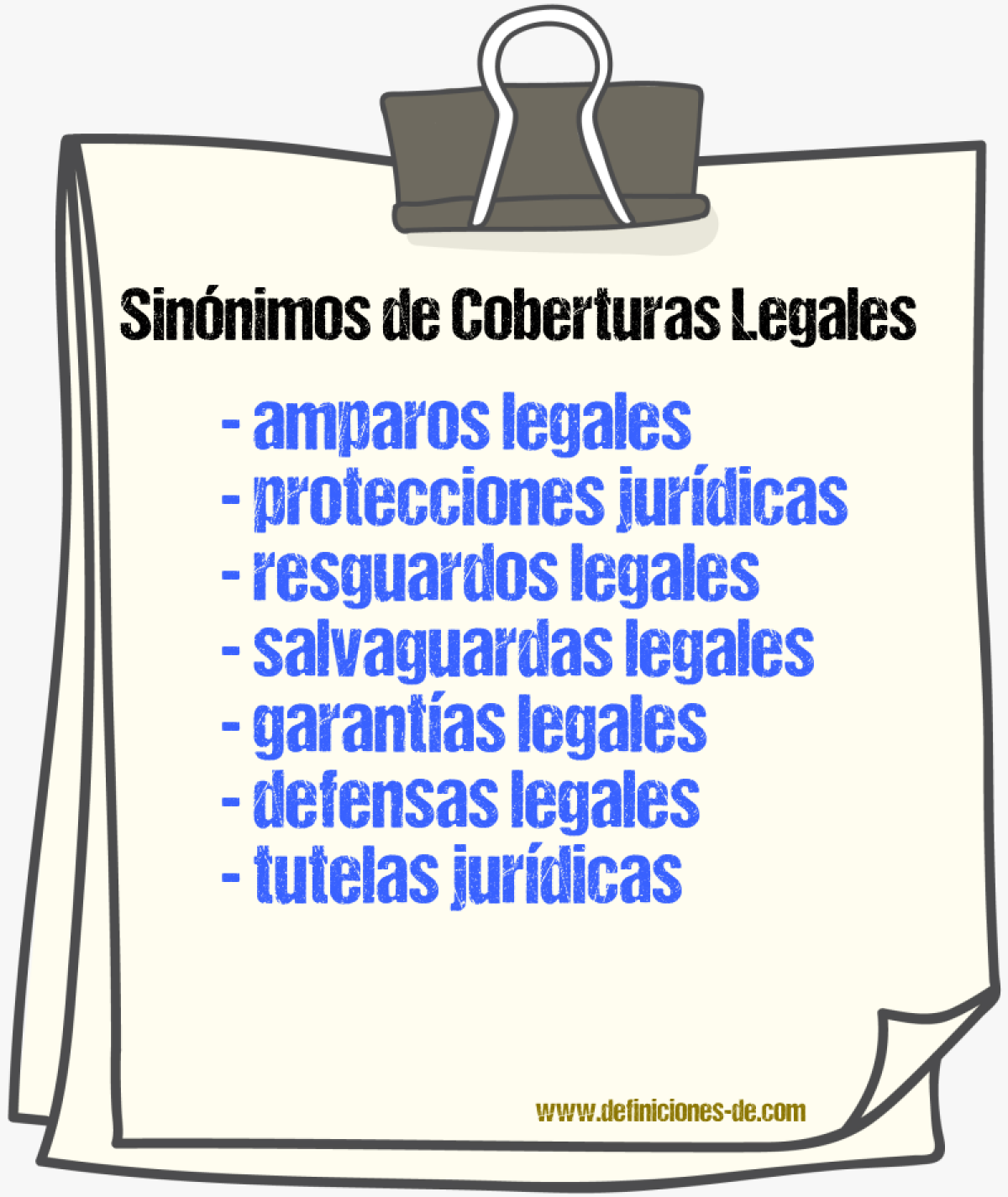 Sinónimos de coberturas legales