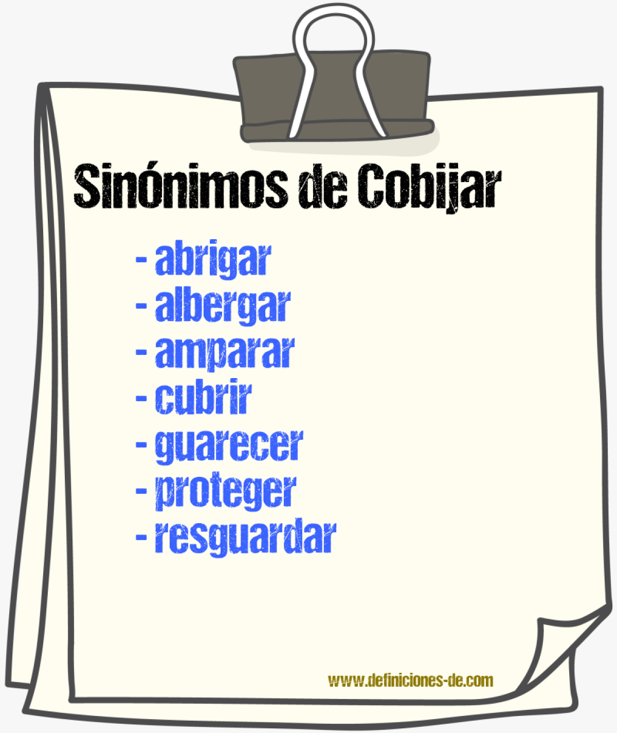 Sinnimos de cobijar