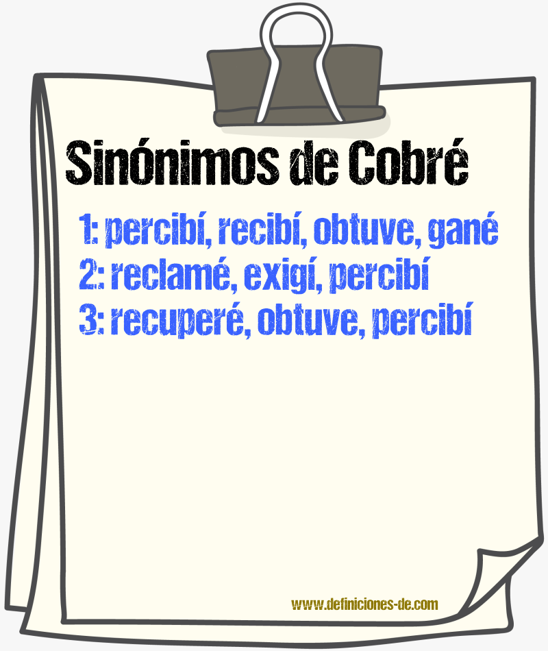 Sinónimos de cobré