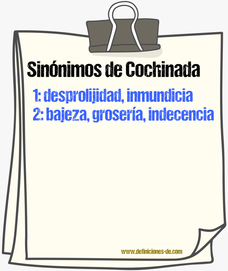 Sinnimos de cochinada