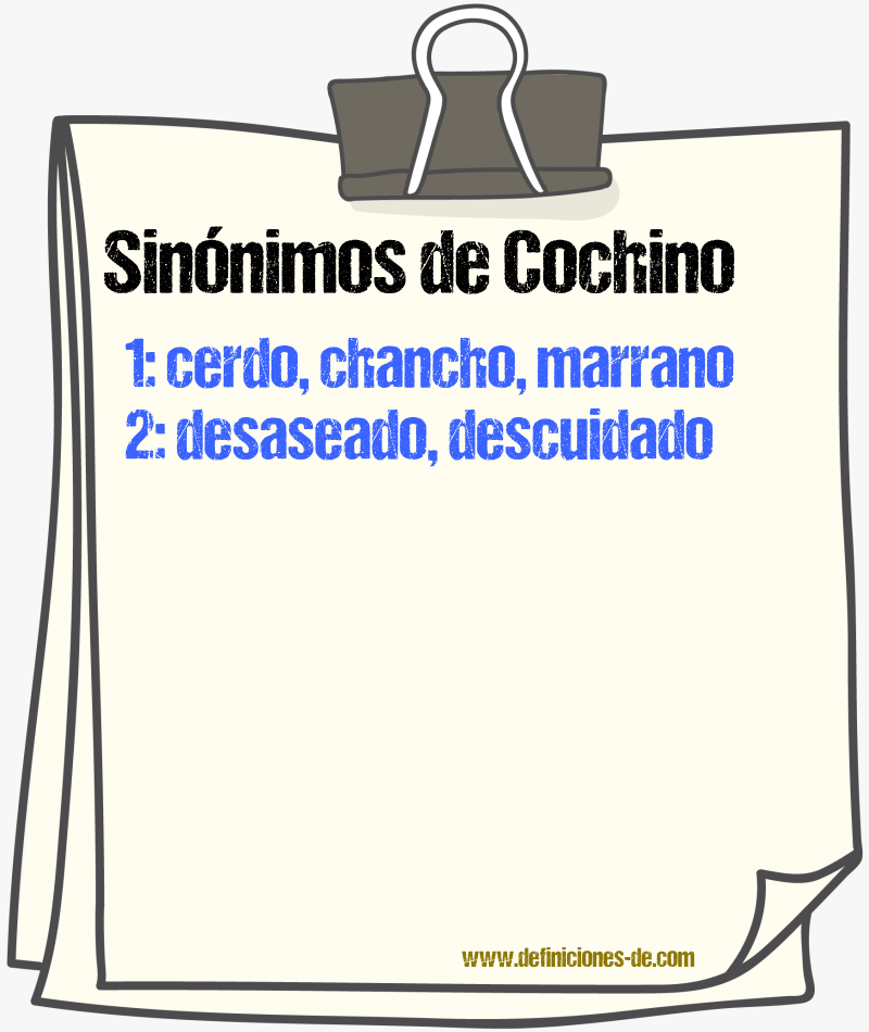 Sinnimos de cochino