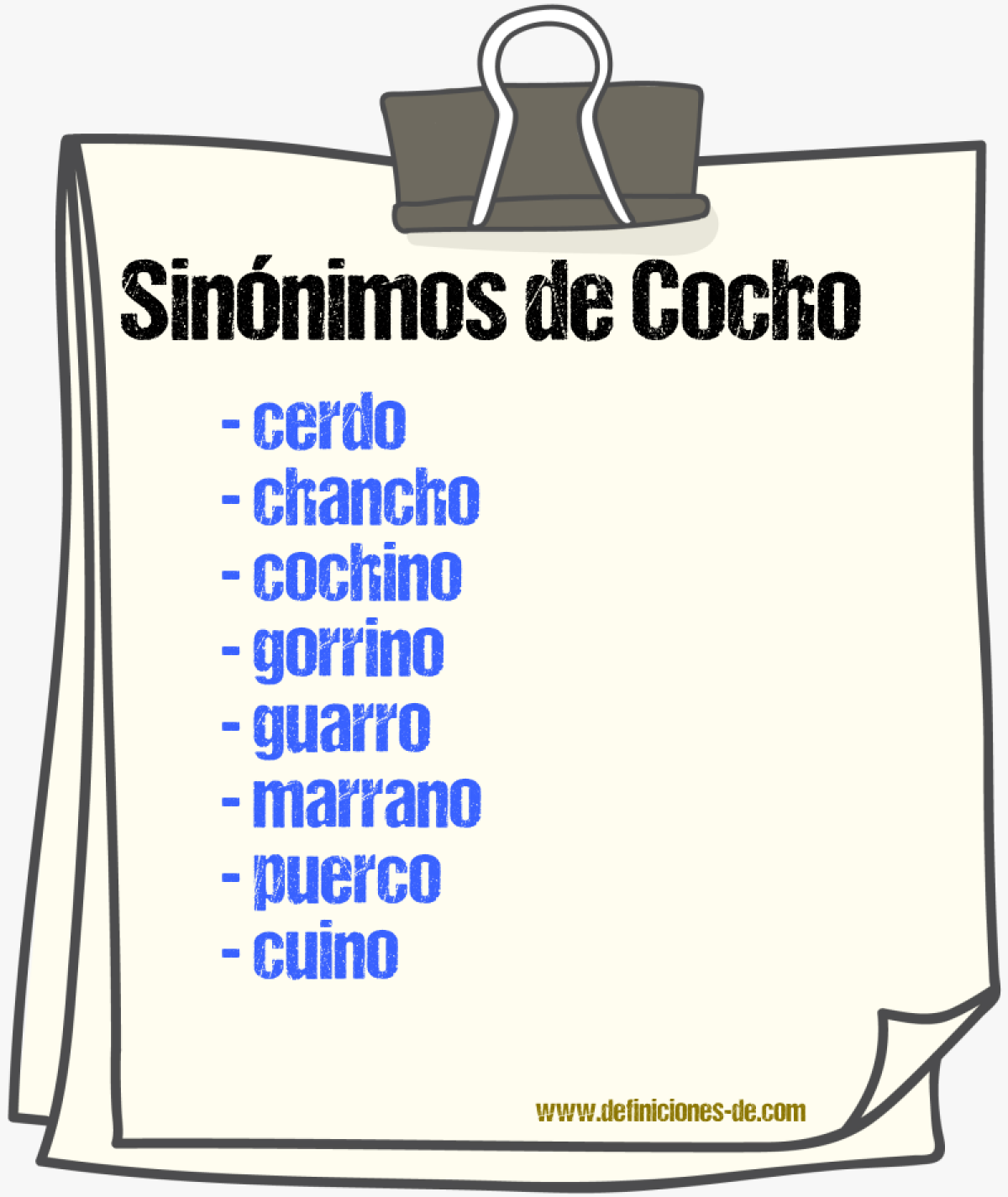 Sinnimos de cocho