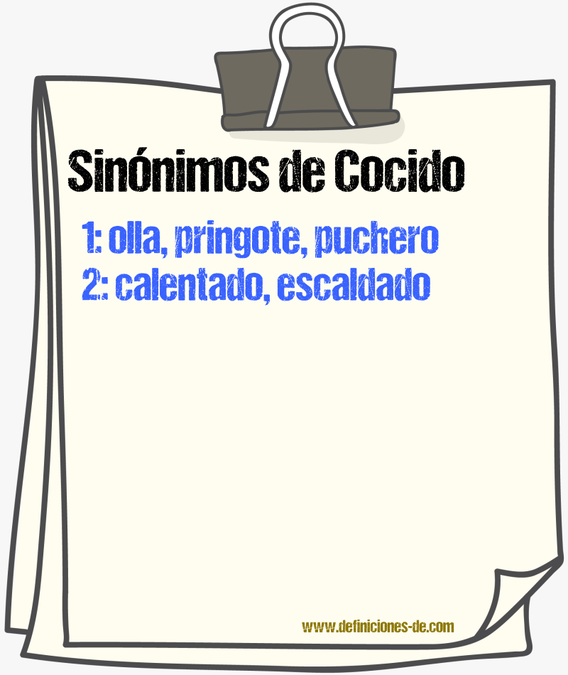 Sinnimos de cocido