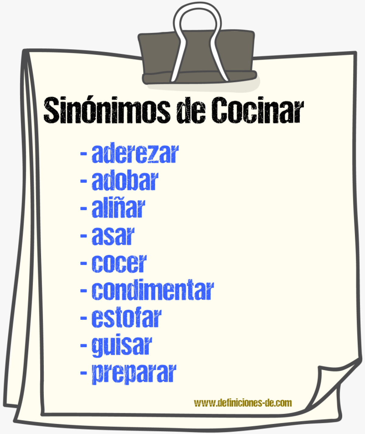 Sinnimos de cocinar