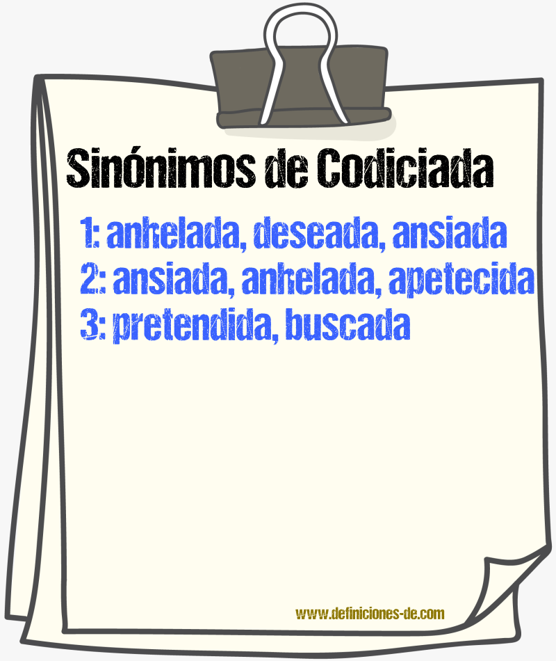 Sinónimos de codiciada
