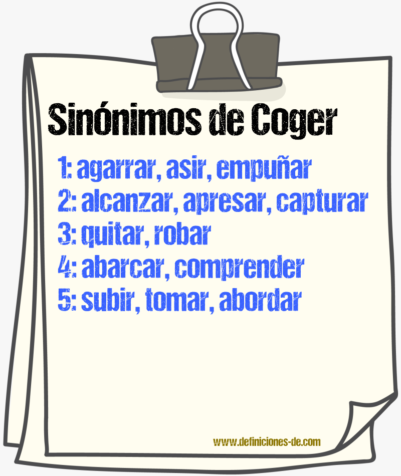 Sinnimos de coger