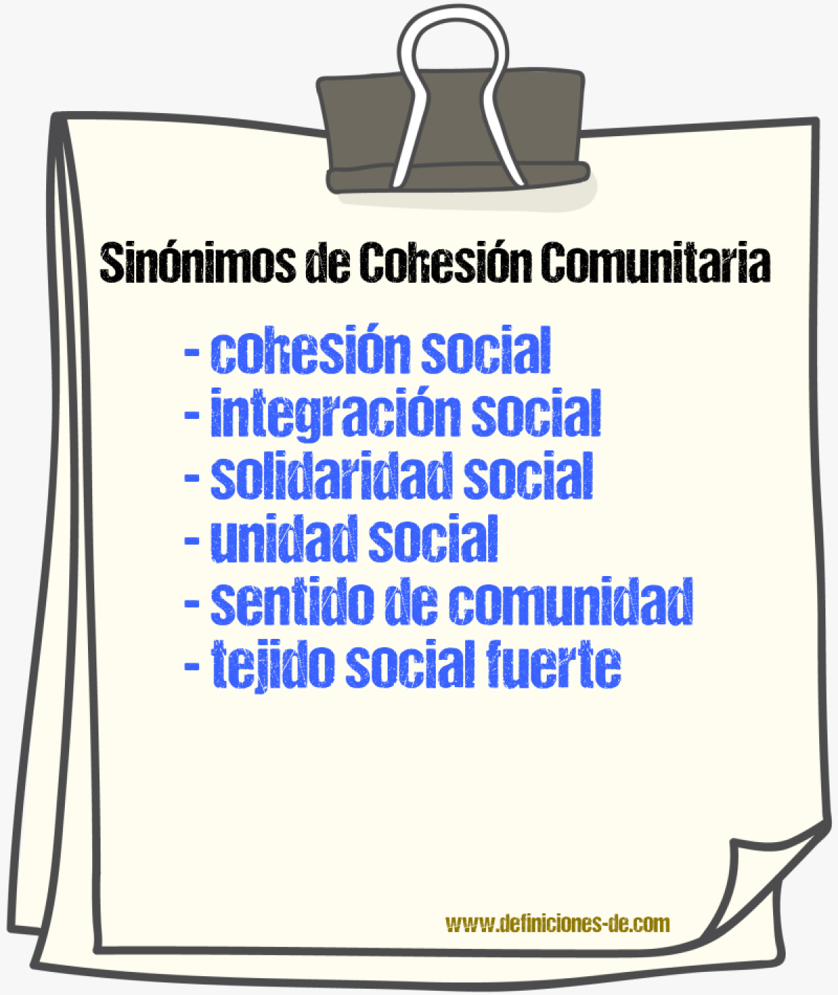 Sinónimos de cohesión comunitaria