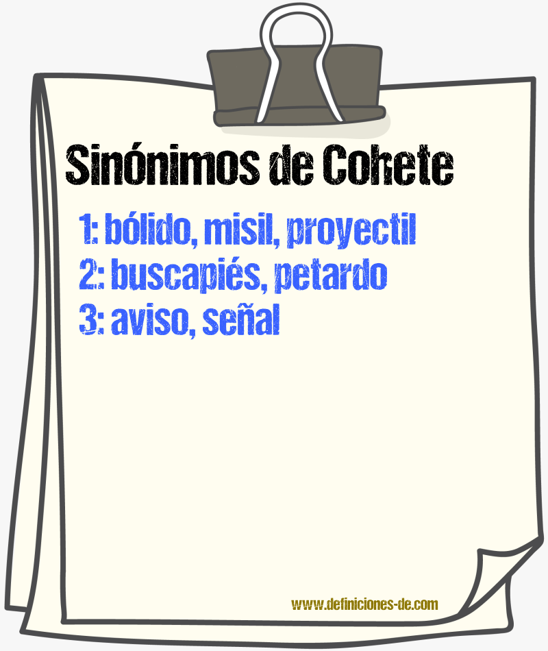 Sinnimos de cohete