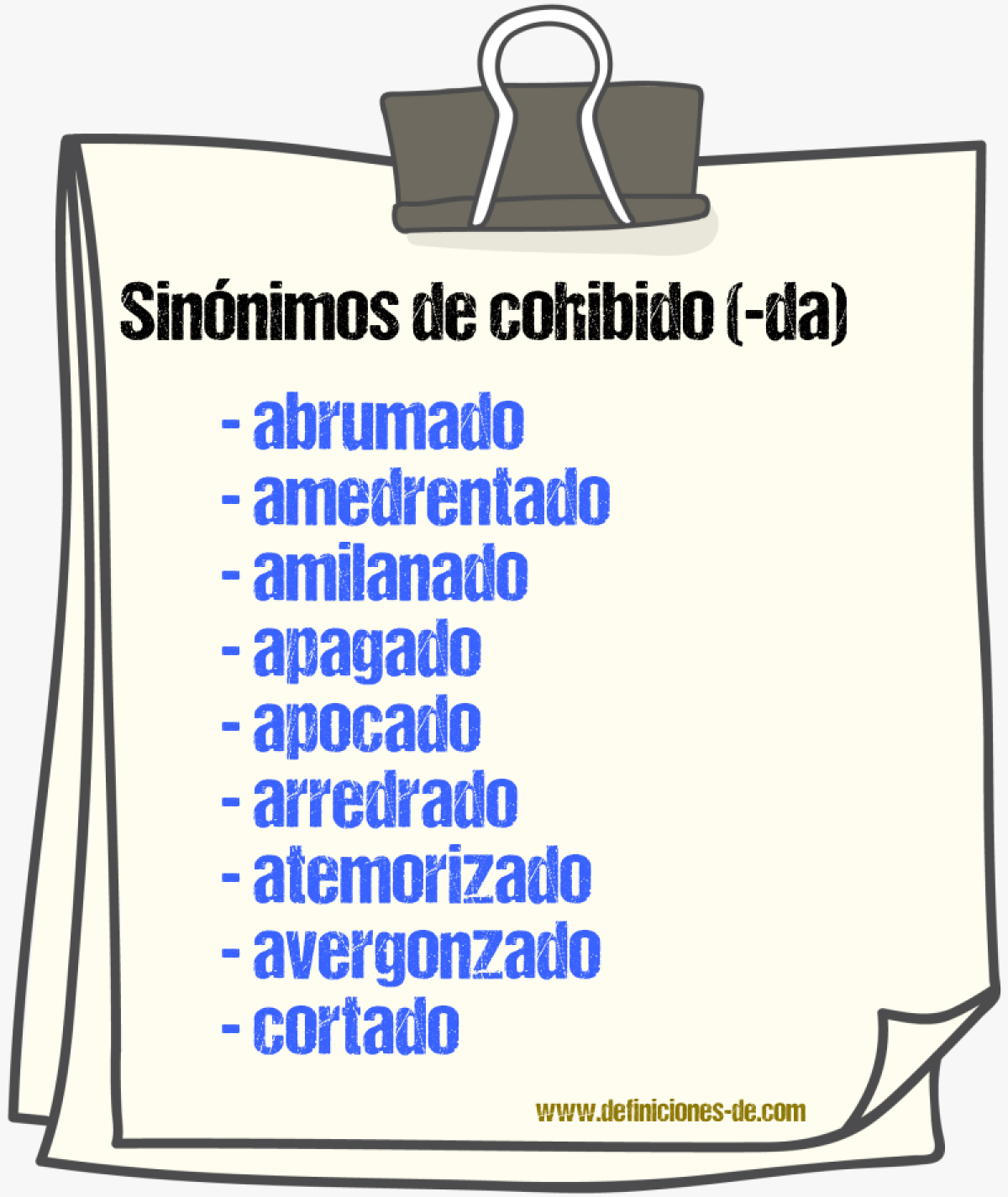 Sinnimos de cohibido