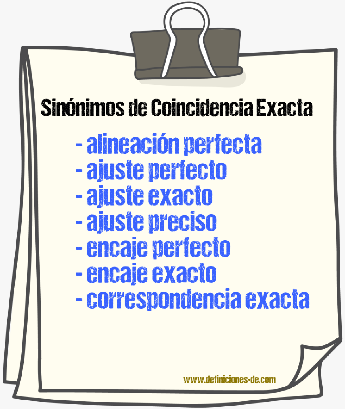 Sinónimos de coincidencia exacta