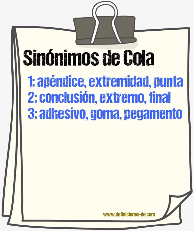 Sinnimos de cola