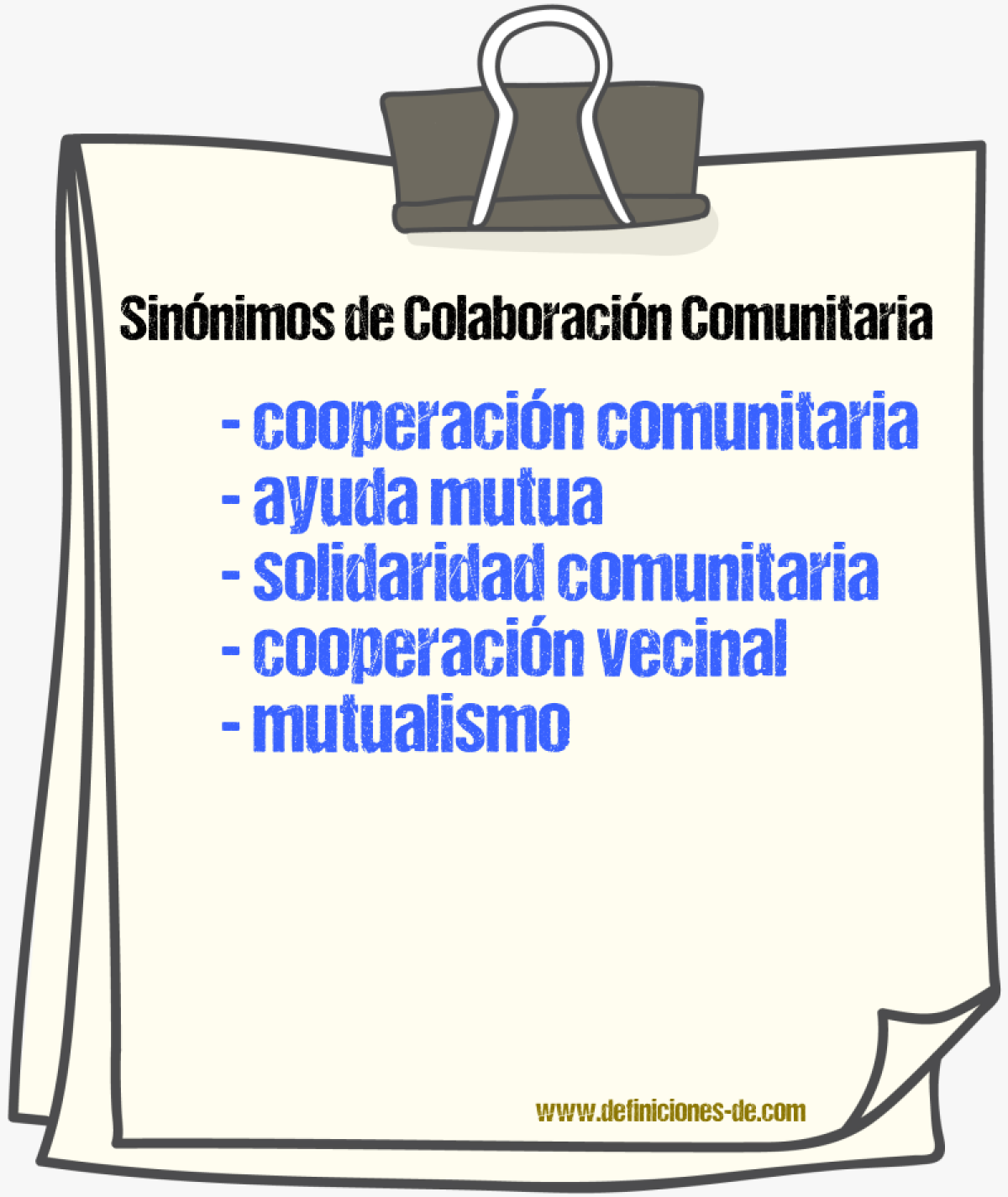 Sinónimos de colaboración comunitaria