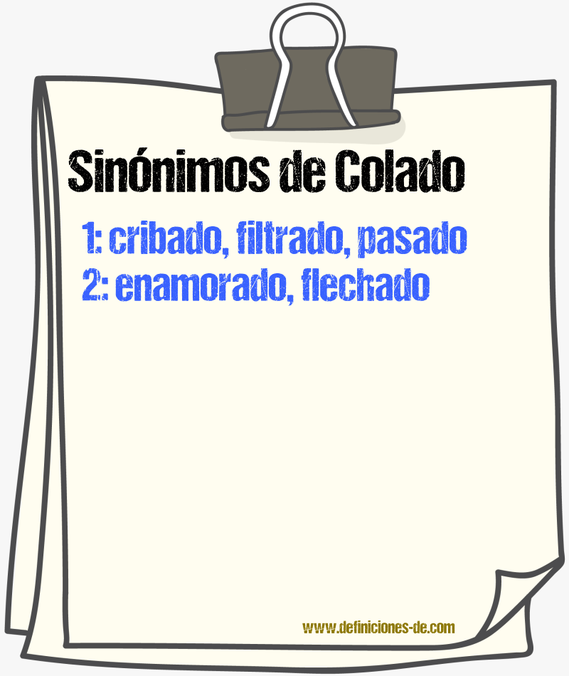 Sinnimos de colado