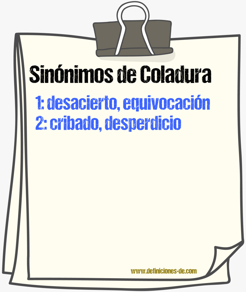 Sinnimos de coladura