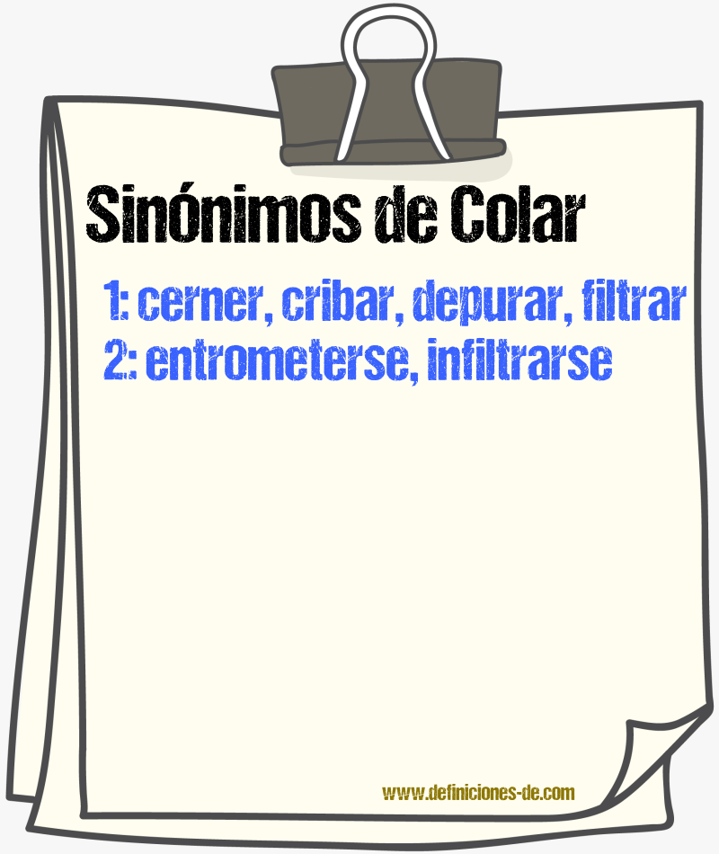 Sinnimos de colar