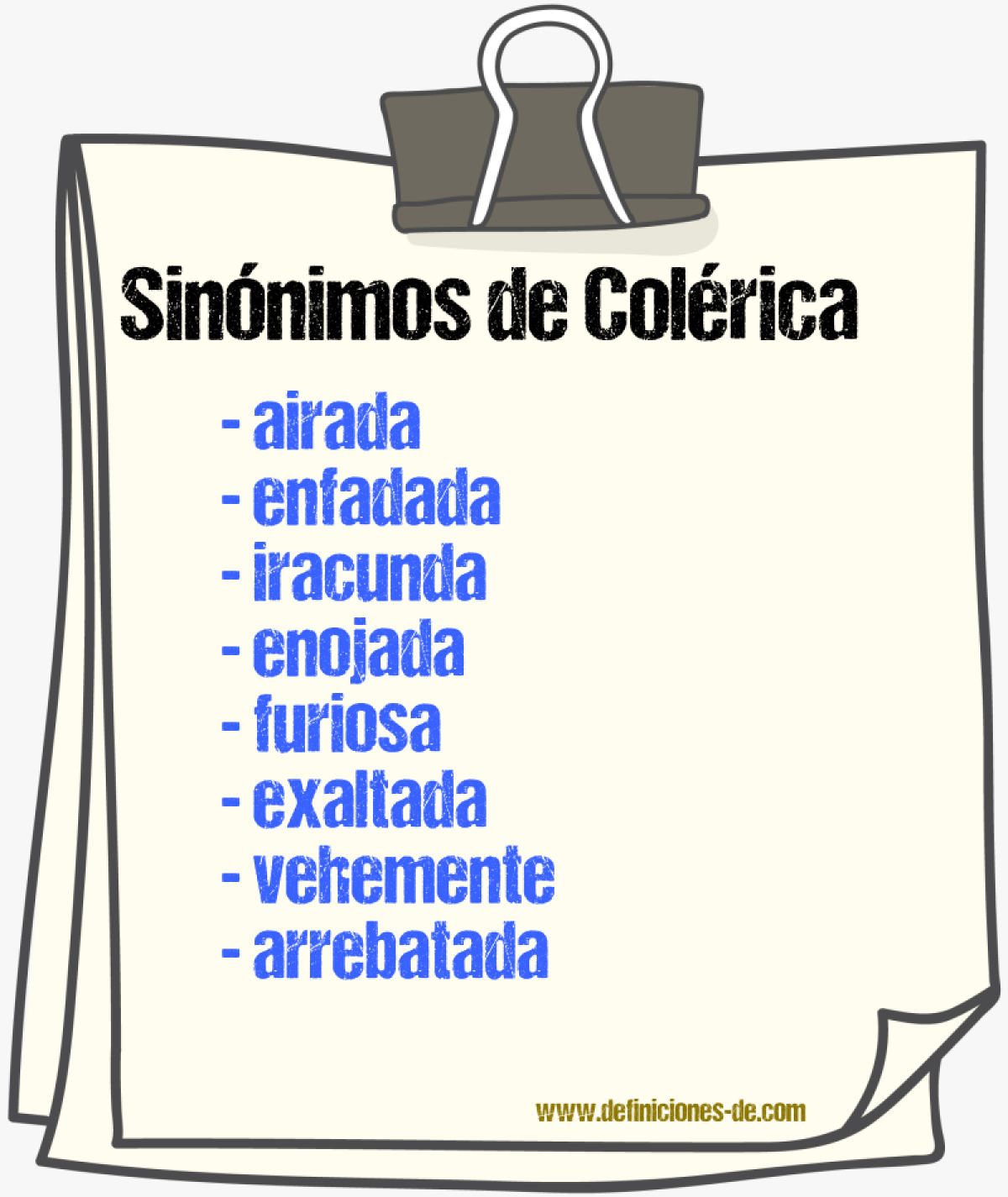 Sinónimos de colérica