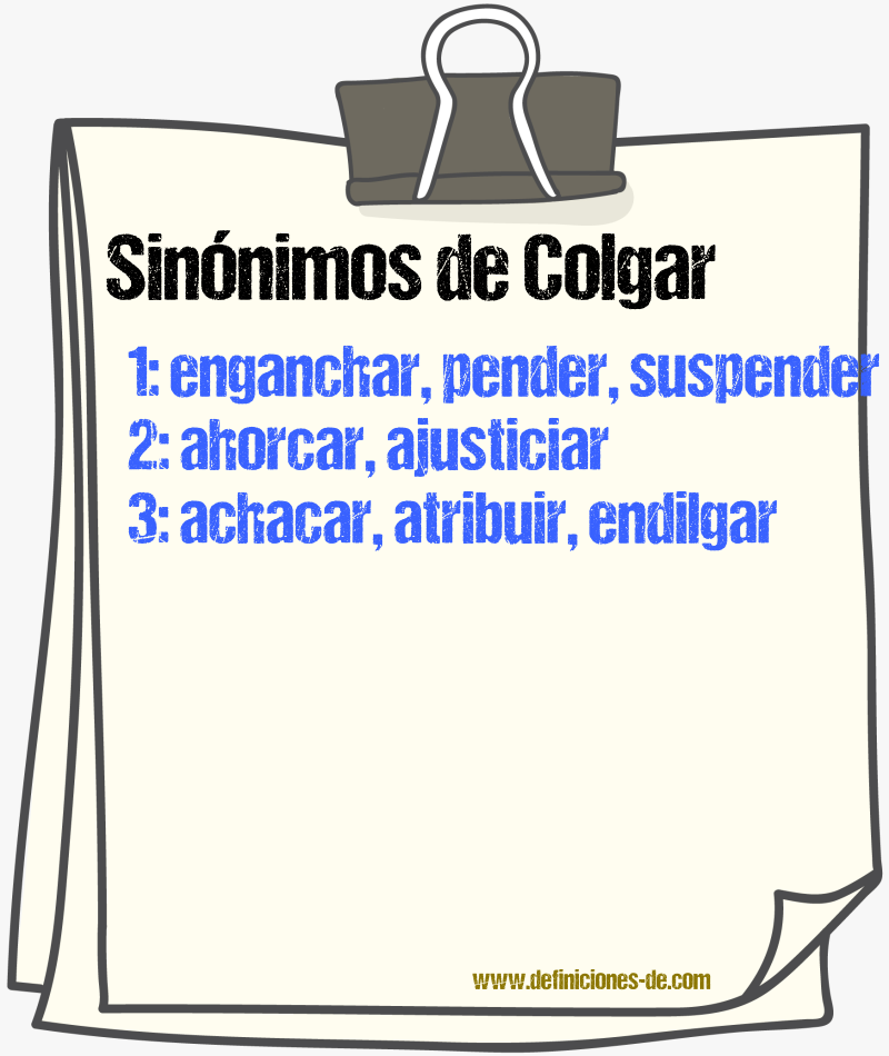 Sinnimos de colgar