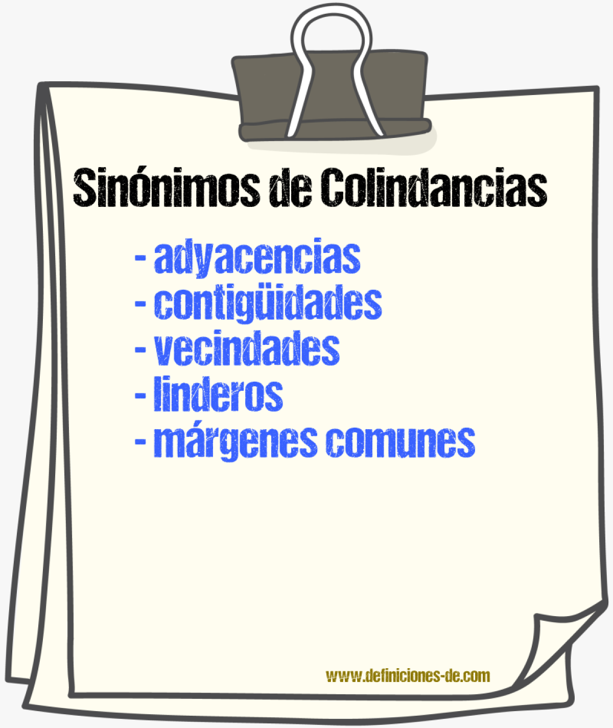 Sinónimos de colindancias