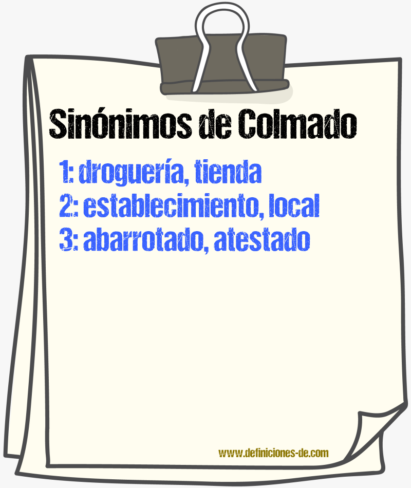 Sinnimos de colmado