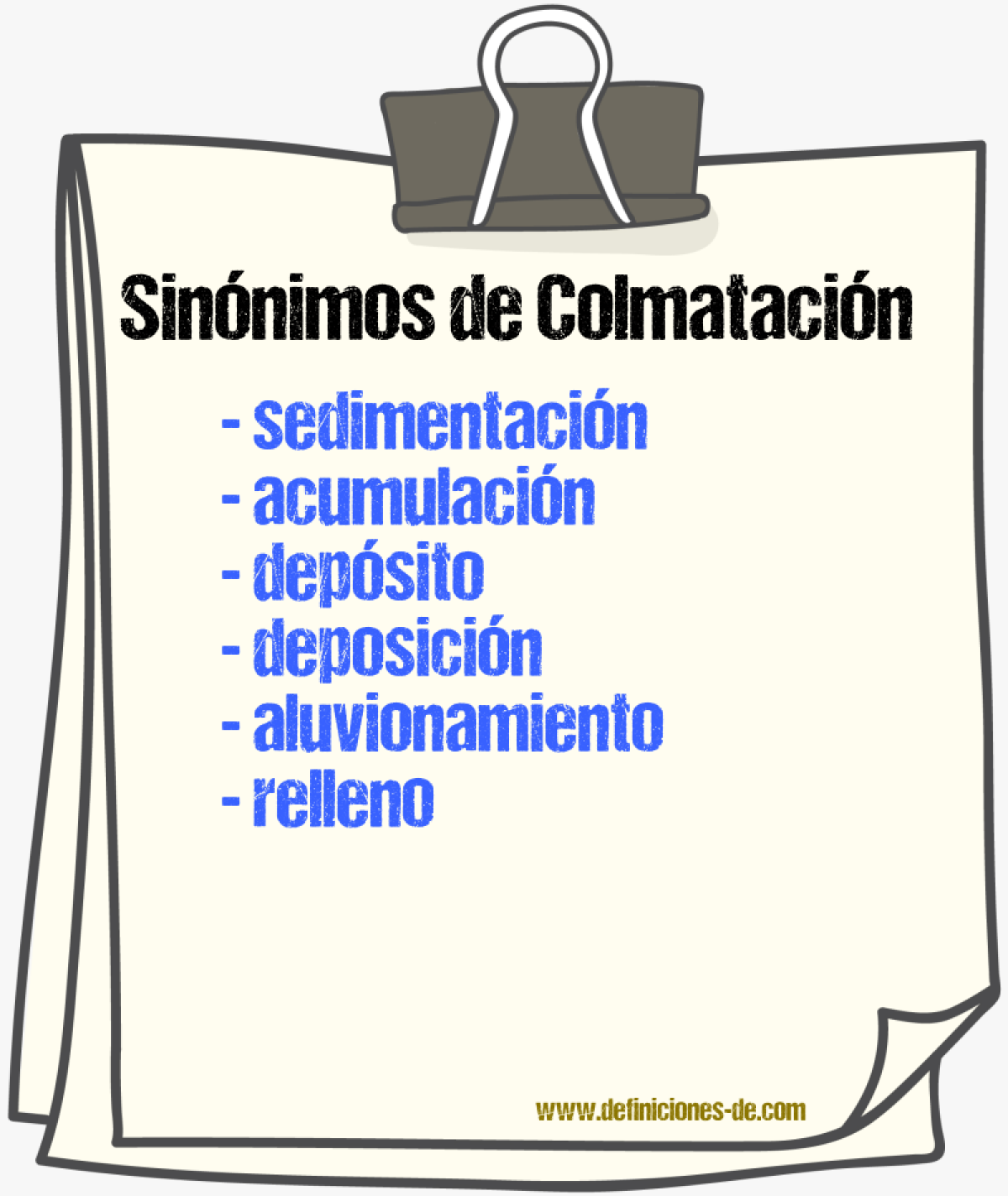 Sinónimos de colmatación