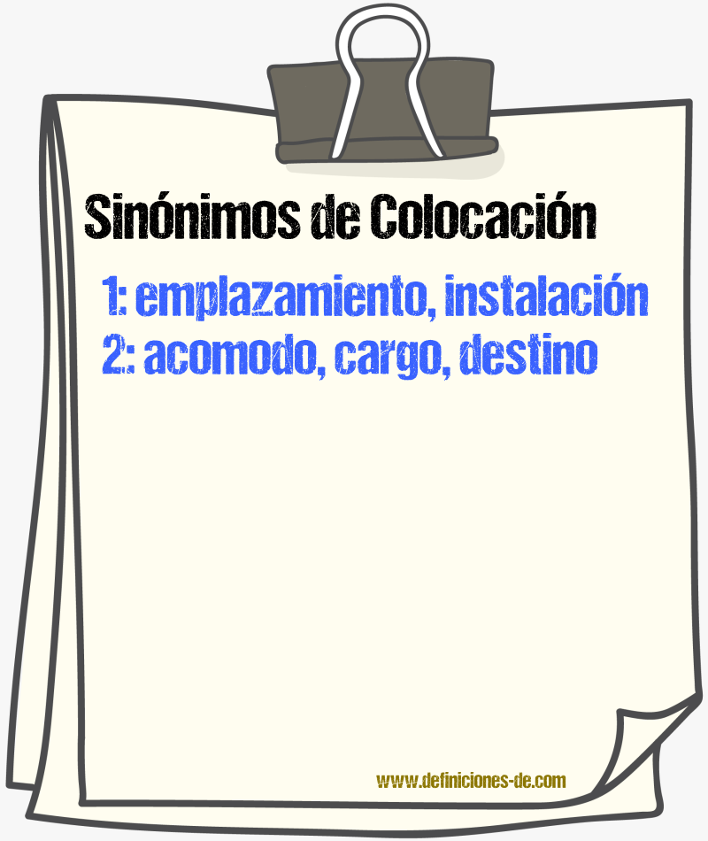 Sinnimos de colocacin