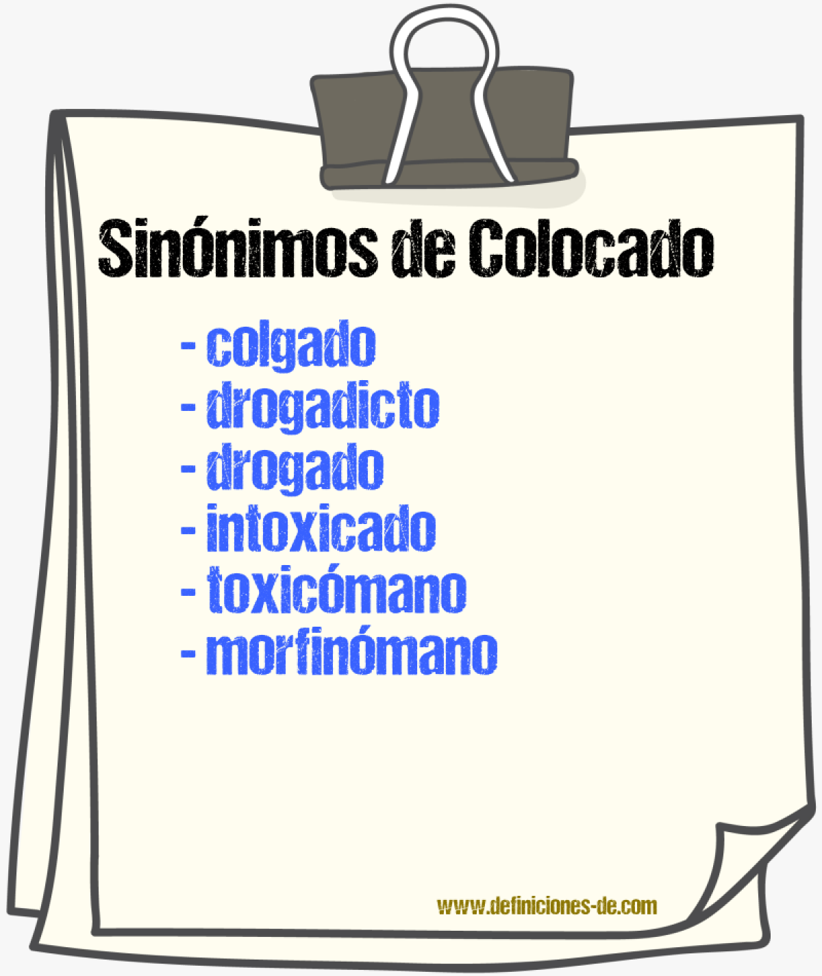 Sinnimos de colocado