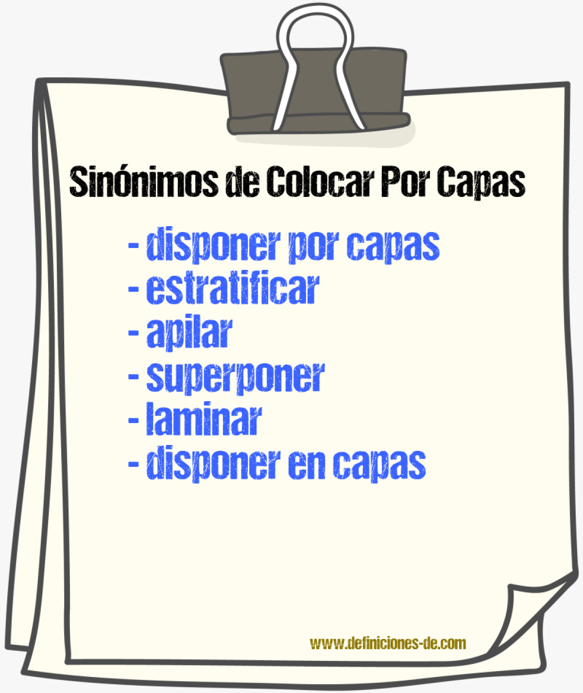 Sinónimos de colocar por capas
