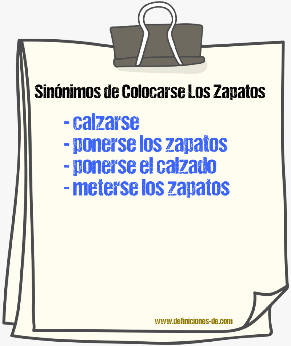 Sinónimos de colocarse los zapatos