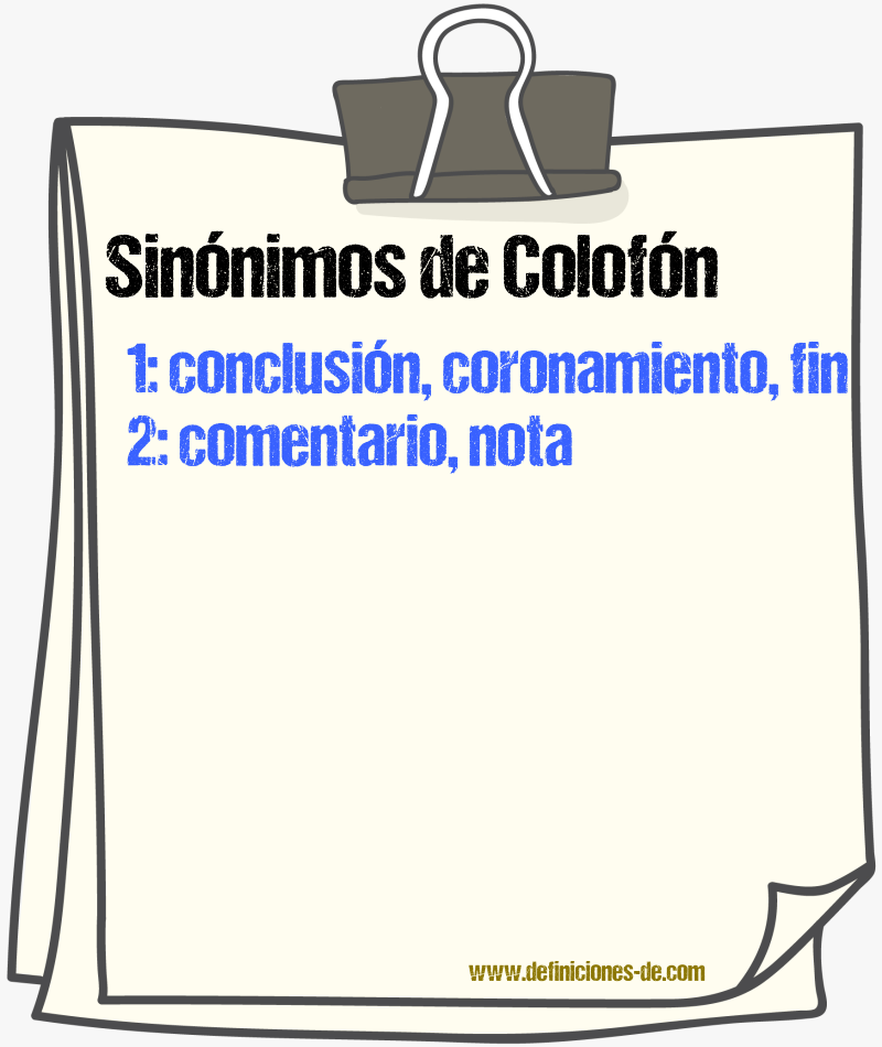 Sinnimos de colofn