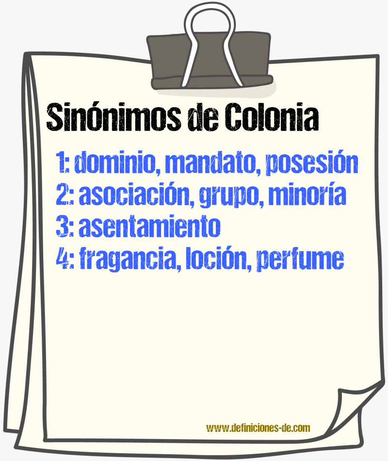 Sinnimos de colonia