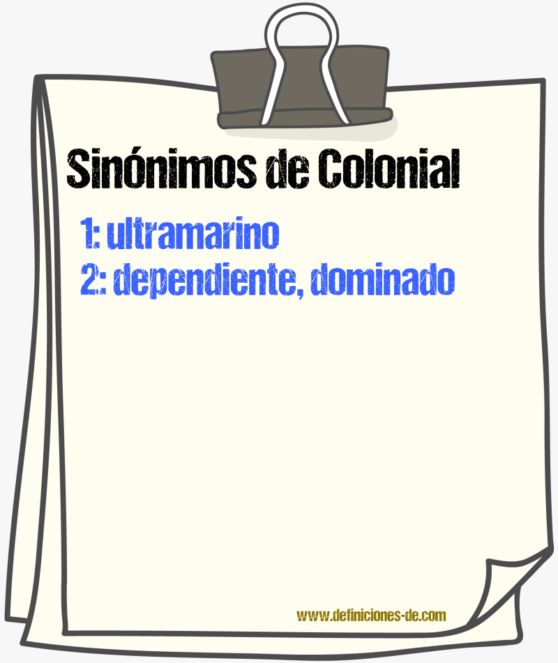 Sinnimos de colonial