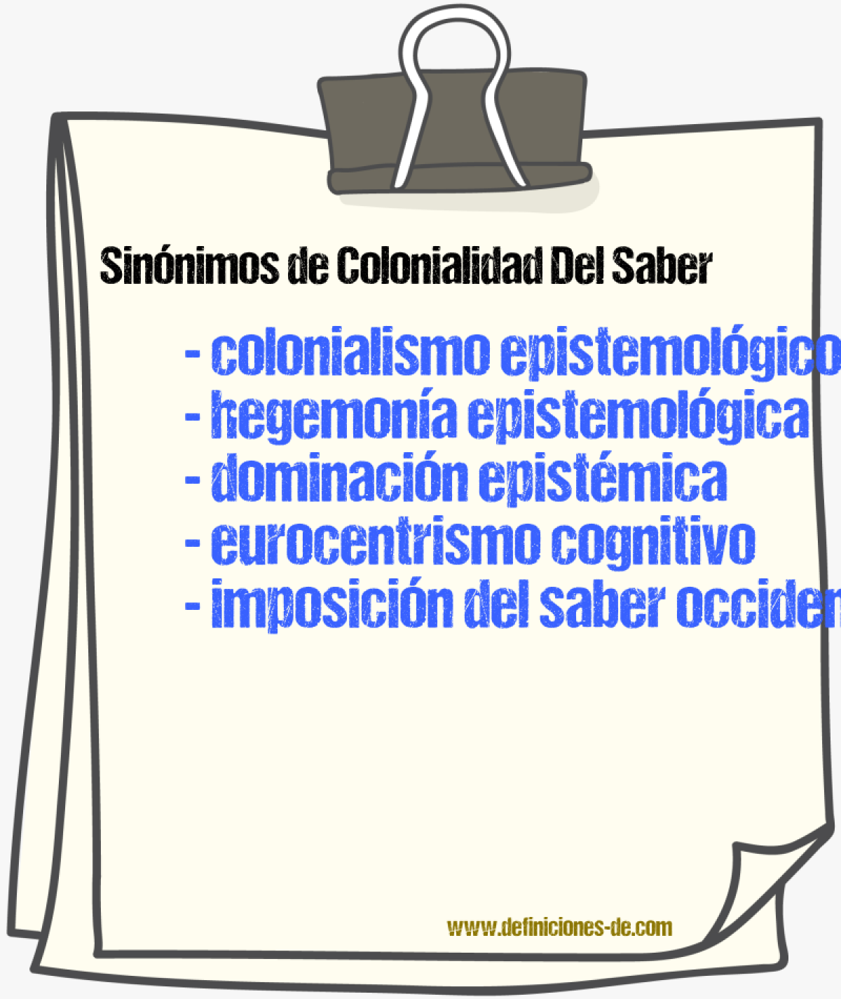 Sinónimos de colonialidad del saber