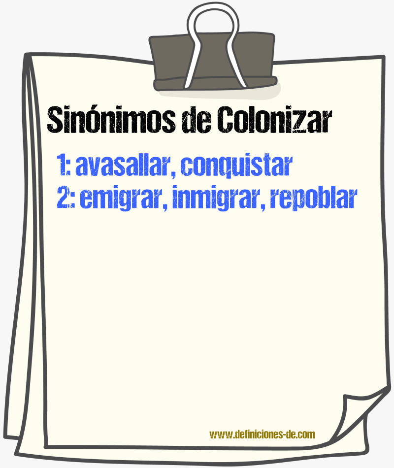 Sinnimos de colonizar